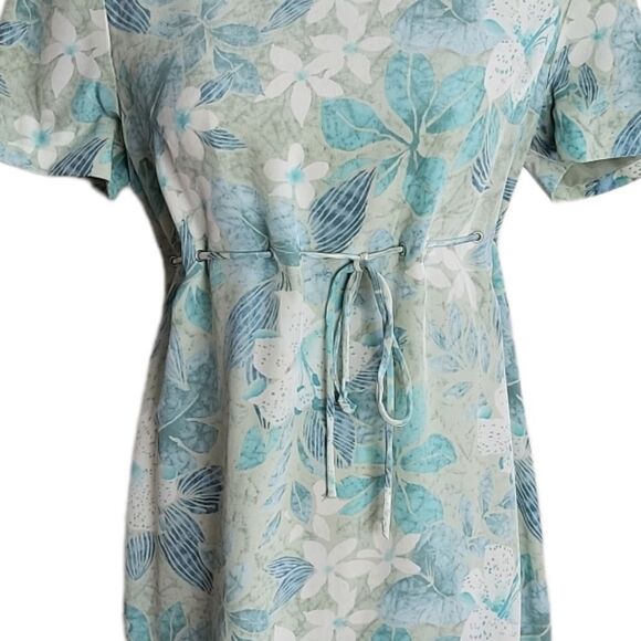 Maggy London 100% Silk Blue & Green Floral Print Dress Size 6 - Picture 5 of 7